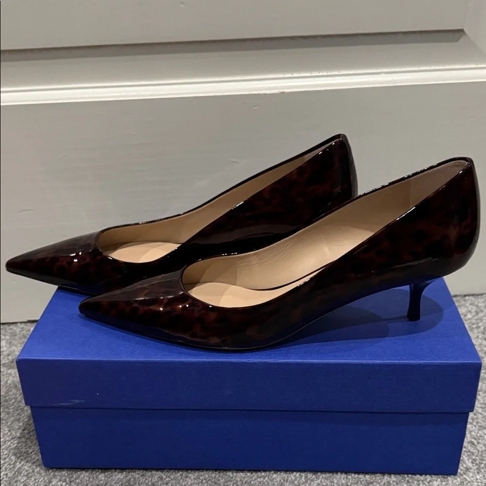 Stuart Weitzman “Stuart Power 50” Patent Pumps Brown in tortoise-print leather - Picture 3 of 8